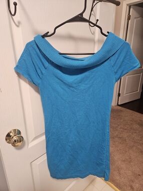 Derek Heart Bright Blue Scoop Neck Short Sleeve Sweater